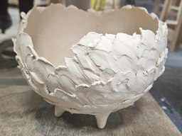 A work in progress porcelain pot